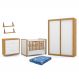 Dormitório Tutto 2 Portas, Cômoda, Berço Branco Soft/Freijó com Capitonê, Colchão Physical e Prateleiras - Matic Móveis
