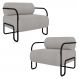 Poltrona Decorativa para Sala Industrial Kit 2 Kira Z08 Boucle Creme - Mpozenato