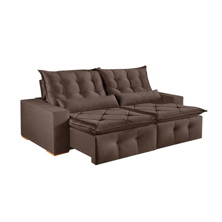 Image of Sofá 4 Lugares Retrátil E Reclinável França Suede Marrom PLA-MO173AC06QWRMOB