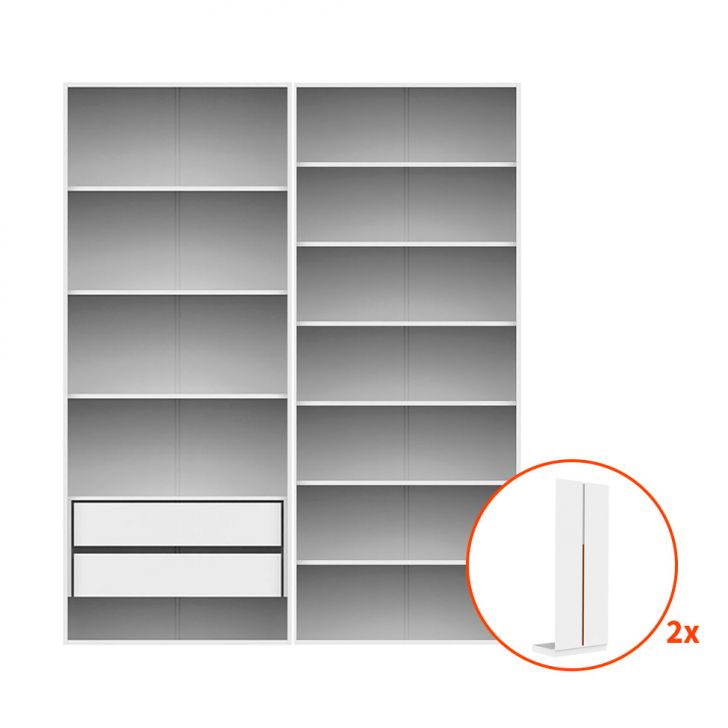 Guarda-roupa Modulado Com Prateleiras New Tuyo 2 Portas Articuladas 2 Gavetas Branco 180 Cm