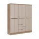 Guarda-Roupa Casal com Espelho Troy 6 Portas 3 Gavetas Noce e Off White