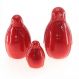 Kit C/ 3 Pinguins Vermelho Ceramica