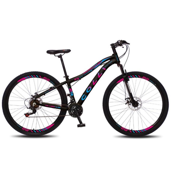 Bicicleta Euphora Aro 29 Alumínio 21v Câmbio Traseiro Shimano Freio Mecânico Rosa Azul - Colli Bike