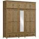 Guarda Roupa 10P 3G Espelho Madeira Maciça 220 cm 9139 Freijo Milani Store