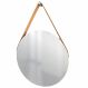 Espelho Decorativo Adnet Vintage Alça Corino Caramelo 50 Cm Redondo