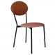 Cadeira Estofada Para Sala de Jantar Azuri Preto C01 Linho Rosê Courino Caramelo - Lyam Decor