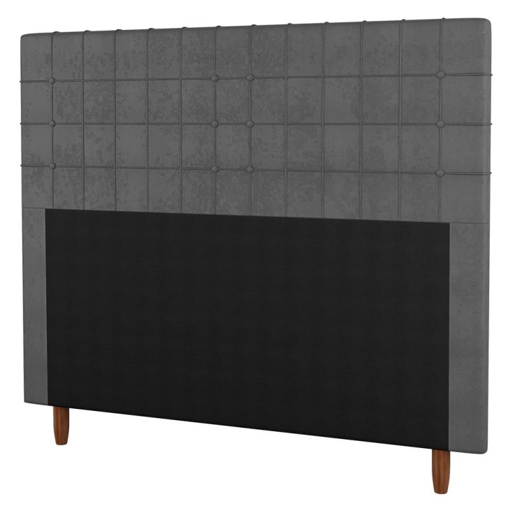 Cabeceira Cama Box Solteiro Parisis 90cm Veludo Cinza - Desk Design