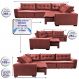 Sofa de Canto Retrátil e Reclinável com Molas Cama inBox Oklahoma 3,65X2,51 ou 2,51X3,65 Vermelho