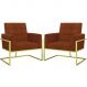 2 Poltronas com Base de Ferro Dourada Reforçada para Recepção MOBLAN decor