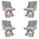 Kit 4 Cadeiras Decorativas Sala de Jantar Base Giratória de Madeira Firenze Suede Cinza/Natural G19 - Gran Belo