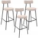 Kit 03 Banquetas Altas Cozinha Bar Sala De Jantar Em Aço Milão L02 Suede Bege - Lyam Decor