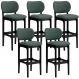 Kit 5 Banquetas Alta Bar Cozinha Sala Jantar Fixa Betta L02 Preto Linho Verde Musgo - Lyam Decor