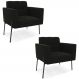 Poltrona Para Sala Pé Metal Preto Kit 2 Ana Suede Preto - Ibiza