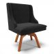 Cadeira Estofada para Sala de Jantar Base Giratória de Madeira Lia Suede Preto - Ibiza