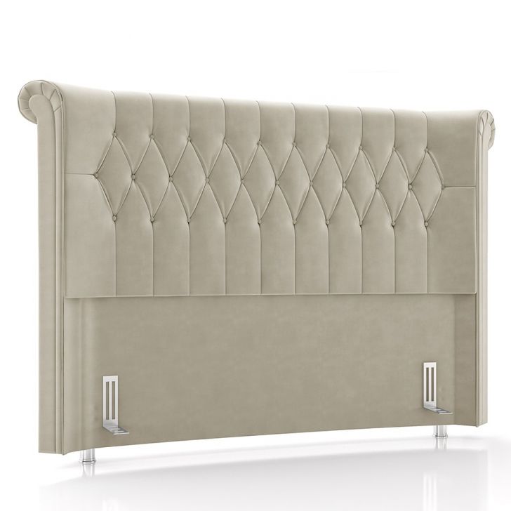 Cabeceira Cama Box Solteiro 90cm Dust P02 Veludo Bege - Mpozenato