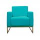 Poltrona Decorativa Leticia Slim Com Base de Metal Suede Azul Turquesa - DS Estofados