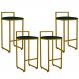 Kit 04 Banquetas Altas Para Cozinha Sala De Jantar Hanna L02 Dourado Suede Verde Musgo - Lyam Decor