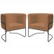 Kit 02 Poltronas Decorativas Betina Base Aço Preto Bouclé Terracota - Nexta Casa