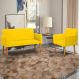 Kit Namoradeira + Poltrona Para Sala Decorativa Nina Suede Amarelo Pé Castanho