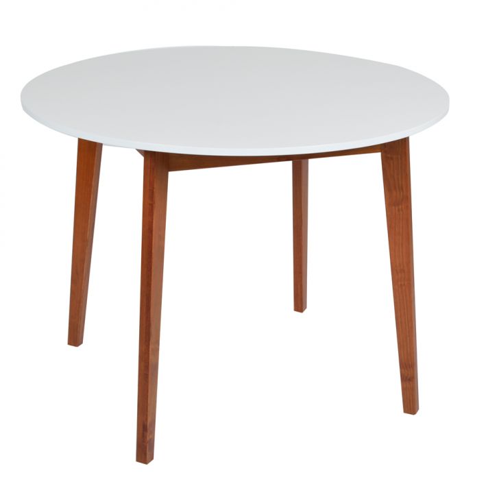 Mesa de Jantar Redonda Tóquio Branca e Castanho 100 cm