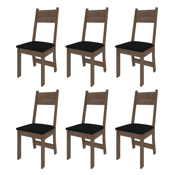 Conjunto com 6 Cadeiras Luzia Noce e Preto