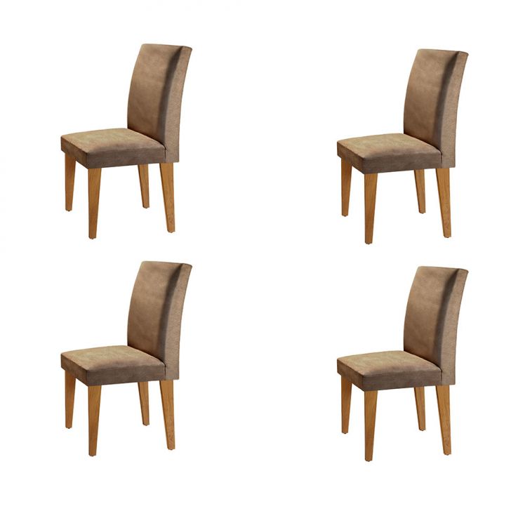 Conjunto com 4 Cadeiras Atenas Suede Animalle Chocolate e Capuccino