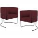 Kit 02 Poltronas Decorativas Fixa Base de Aço Preto Betina D02 Veludo Marsala C-278 - Lyam Decor