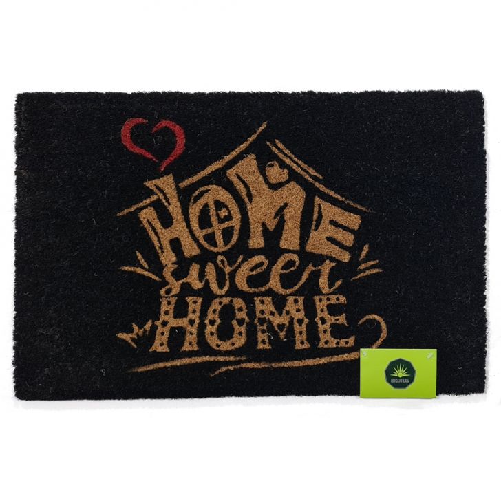 Capacho Sweet Home Natural e Preto 40x60 cm