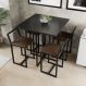 Conjunto Mesa Preta 4 Cadeiras Pequena Estofado Industrial Black e Marrom