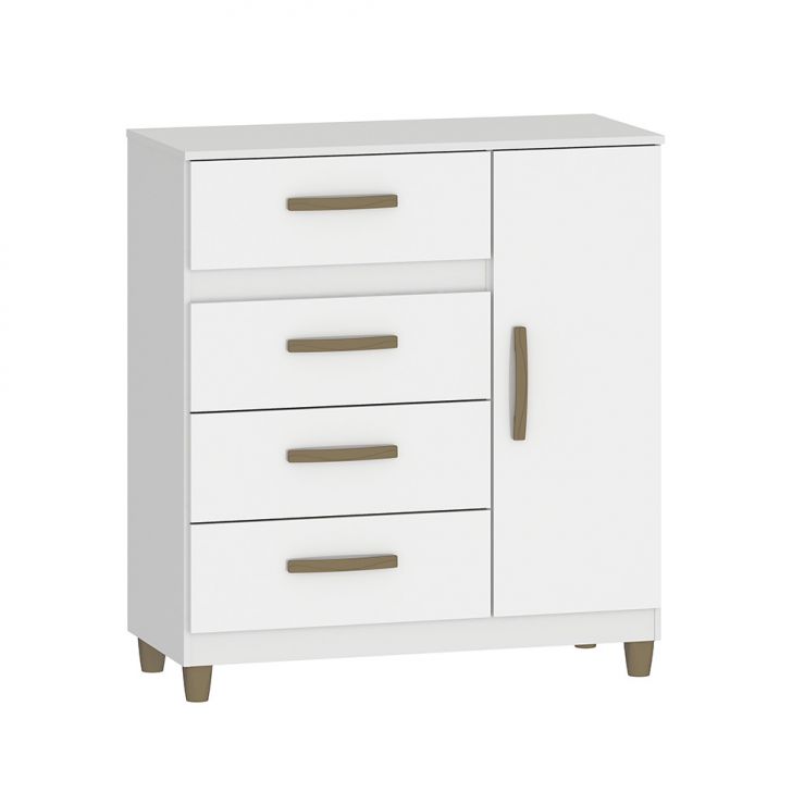 Cômoda Leme 1 Porta 4 Gavetas Branco