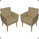 Kit 2 Poltronas Decorativas Para Sala Nina Com Base E Capitonê Suede Nude Pé Castanho - Clique E Decore