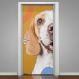 Adesivo de Porta Pet Shop Cachorro Fundo Laranja-73X210Cm