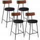 Kit 04 Banquetas Baixa Cozinha Sala Jantar Bancada Milão L02 Couríssimo Marrom Preto - Lyam Decor