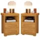 Kit 2 Mesas de Cabeceira Pés Madeira 2 Gavs Tóquio 100% MDF Cinamomo
