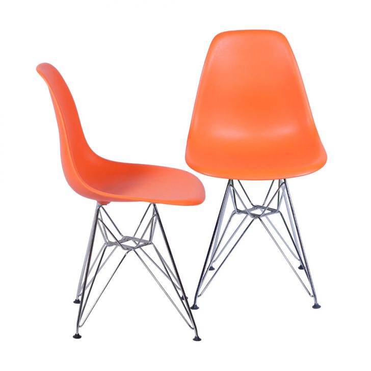 Conjunto com 2 Cadeiras DKR Eames Laranja e Cromado