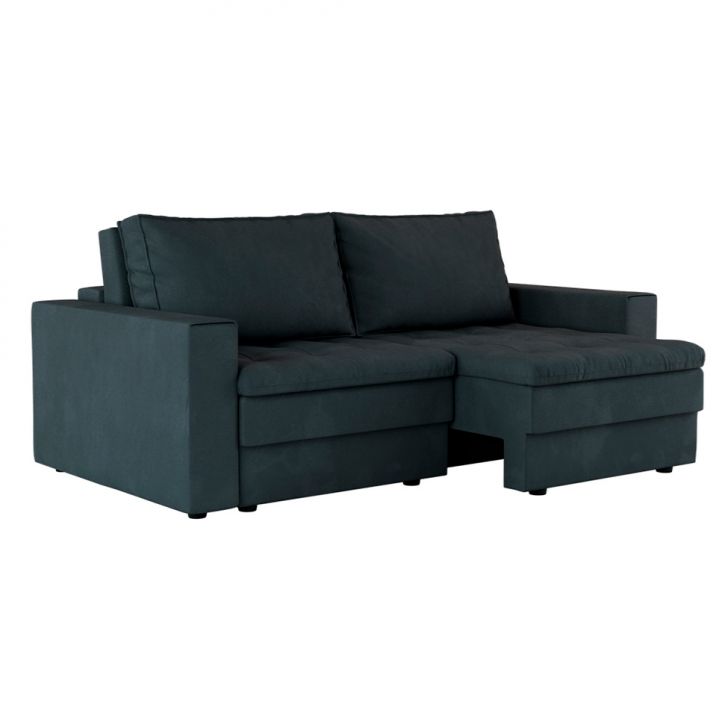 Sofá 3 Lugares Retrátil Berna Suede Grafite 210 Cm