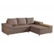Image of Sofá 4 Lugares Clássico com Chaise Direito Linho Marrom Médio ES745UP95QTOMOB