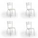 Conjunto com 4 Cadeiras de Cozinha Portugal Cromado e Branco