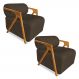 Kit 02 Poltronas Decorativa Marselha Veludo Preto Base de Madeira - Pallazio