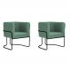 Conjunto com 2 Poltronas Betina Linho Mescla Verde Salvia e Preta