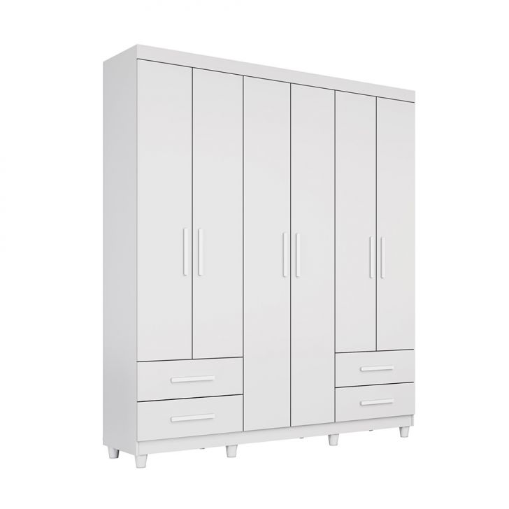 Guarda-roupa Casal Canadá Plus 6 Portas 4 Gavetas Branco