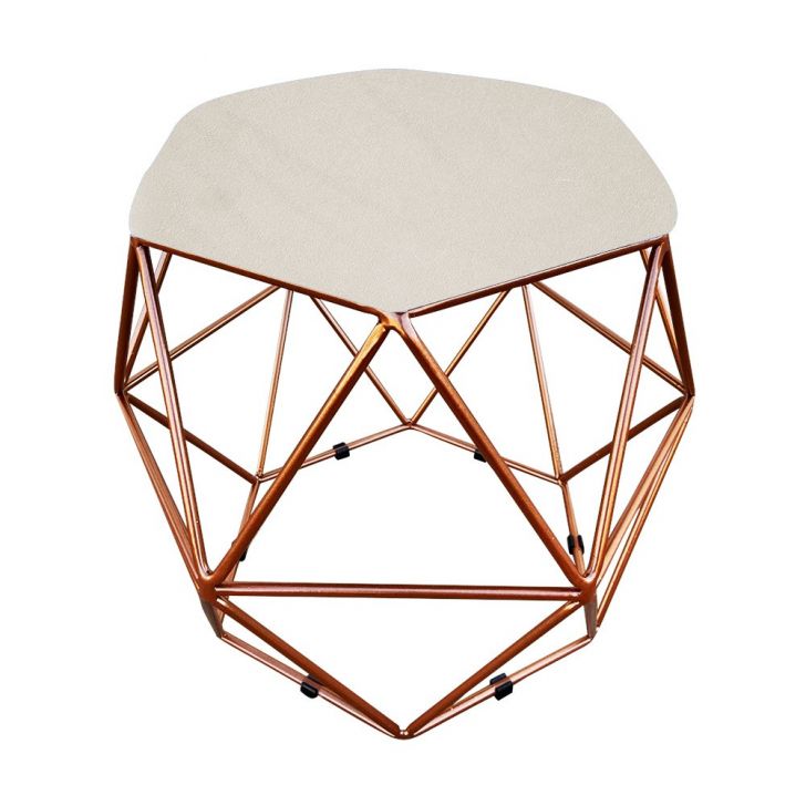 Puff Aramado Hexágono Suede Base Bronze D'Rossi