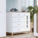 Cômoda 4 Gavetas e Porta com Vidro - Aconchego Branco / Jequitibá HP