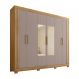 Guarda-Roupa Casal com Espelho Eden 6 Portas 2 Gavetas Lamina Mel e Cacao