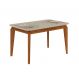 Mesa de Jantar Retangular com Tampo de Vidro Brenda Off White e Freijó 120 cm