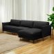 Sofá Decorativo Karine 5 Lugares Sala de estar 330cm com Chaise Pés em Aço Couro Preto G88 - Gran Belo