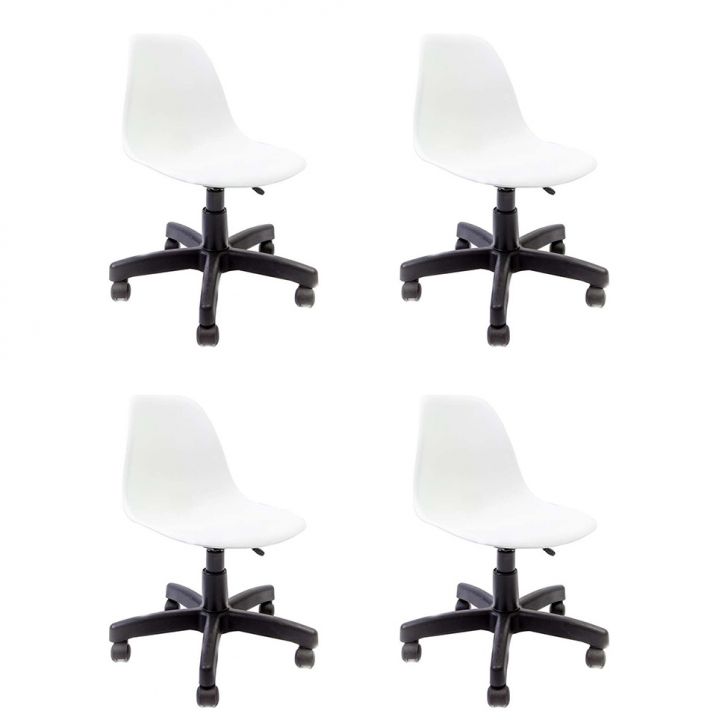 Conjunto com 4 Cadeiras de Escritório Secretária Eames Rioja Branco