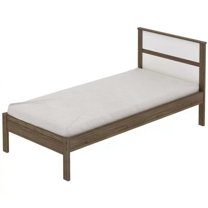 Cama Solteiro CM8004 Nogal Branco Tecno Mobili