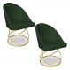 Kit 02 Cadeiras Poltrona de Jantar Bela Suede Verde Base Metálica Luxo Dourado - Pallazio