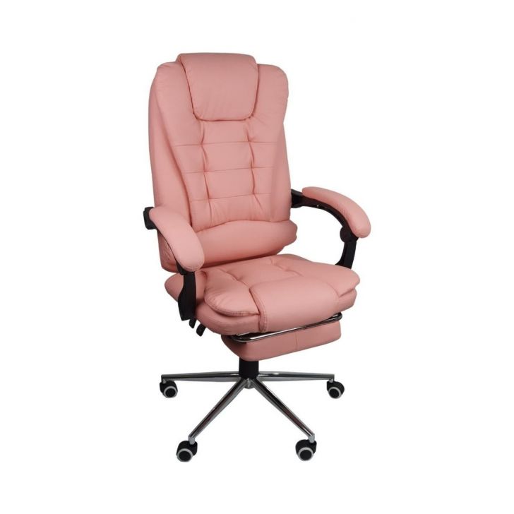 Cadeira De Escritorio Presidente Ergonomica Apoio Para P‚s Cor:Rosa